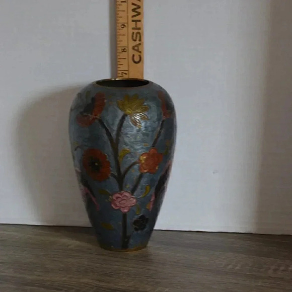 Vtg Cloisonne Flamingo Vase - Picture 9 of 10